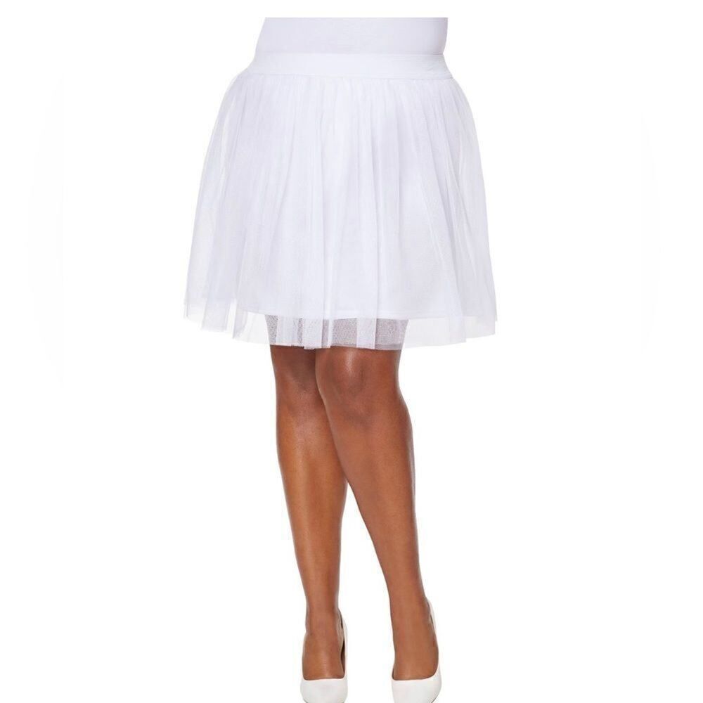 Spirit White Sparkling Tulle Mini Skirt Size Medium